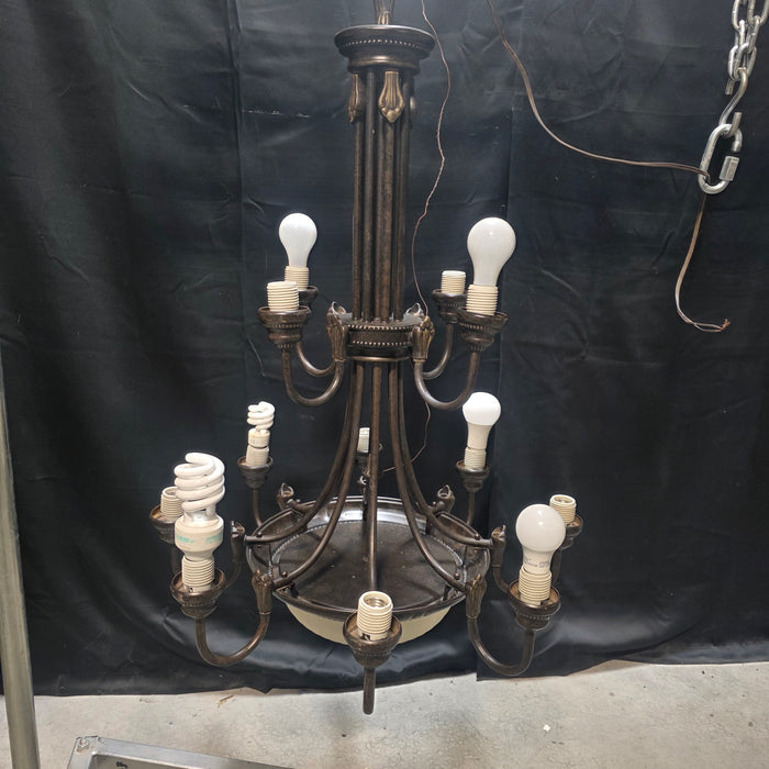 12 Light Fluted Romanesque Chandelier 28"Dx42"