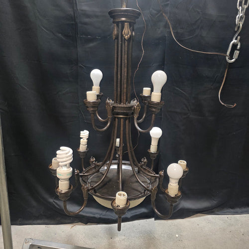 12 Light Fluted Romanesque Chandelier 28"Dx42"