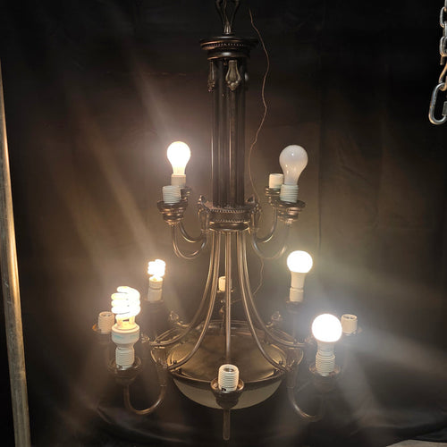 12 Light Fluted Romanesque Chandelier 28"Dx42"