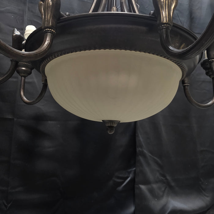 12 Light Fluted Romanesque Chandelier 28"Dx42"