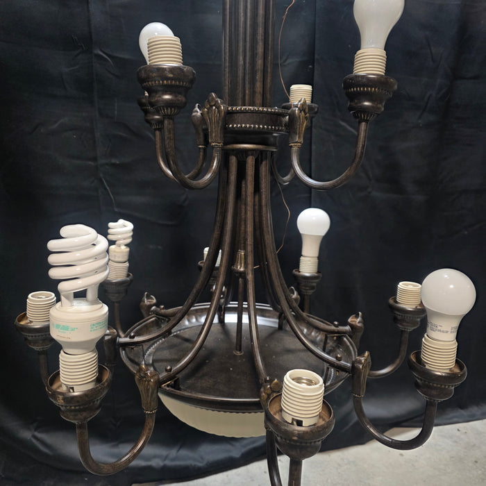 12 Light Fluted Romanesque Chandelier 28"Dx42"