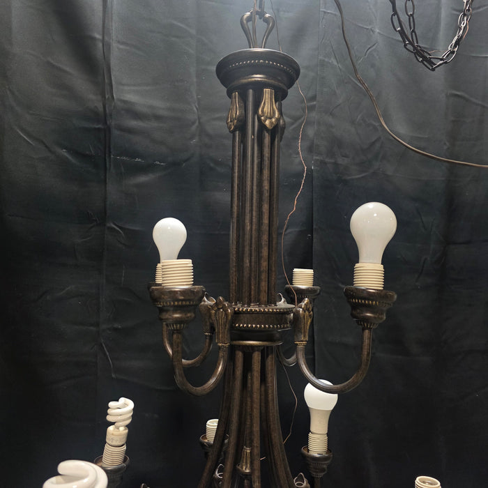 12 Light Fluted Romanesque Chandelier 28"Dx42"