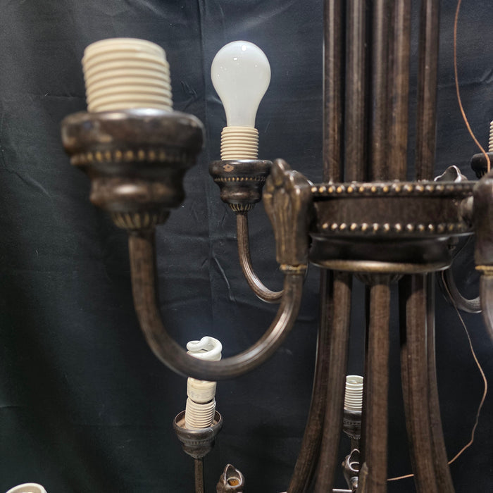 12 Light Fluted Romanesque Chandelier 28"Dx42"