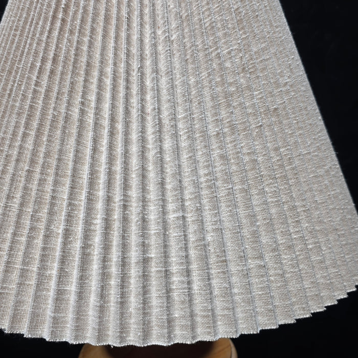 1970's Vintage Danish Solid Wood Table Lamp with Ruffle Shade 17.5"Dx29"