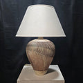 1986 Casual Lamps Ceramic Carved Concentric Groove Pattern 23"Dx33"