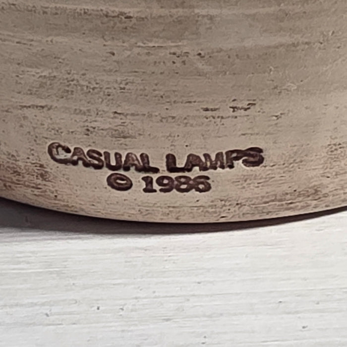 1986 Casual Lamps Ceramic Carved Concentric Groove Pattern 23"Dx33"