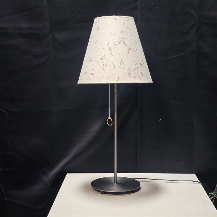 1999 George Kovacs Minimalist Lamp, Copper Tug String and Floral Shade 10D"x24"