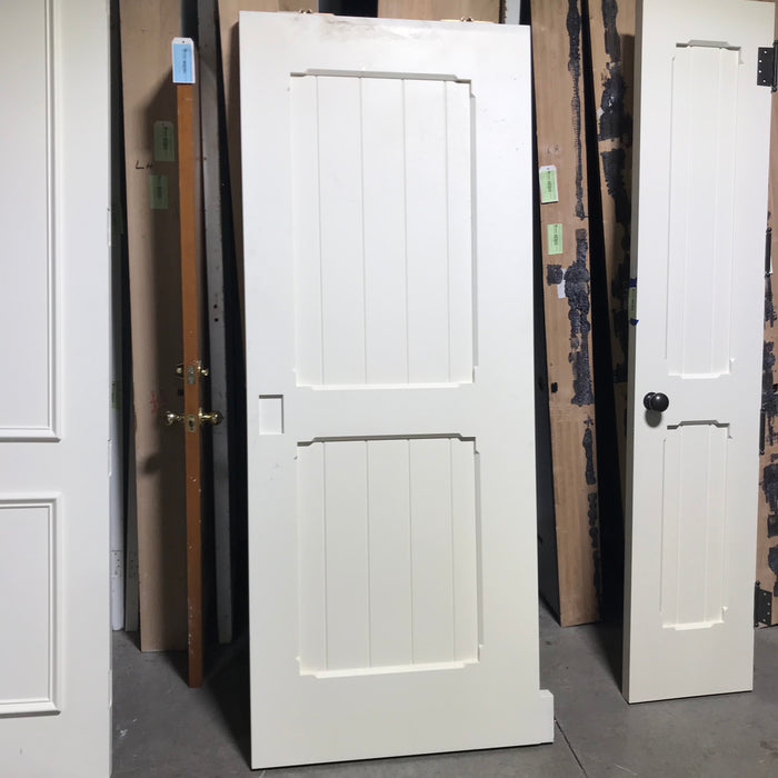 33.75"x 84.75"x 2.25" Cream Vertical Lined 2 Panel Pocket Door