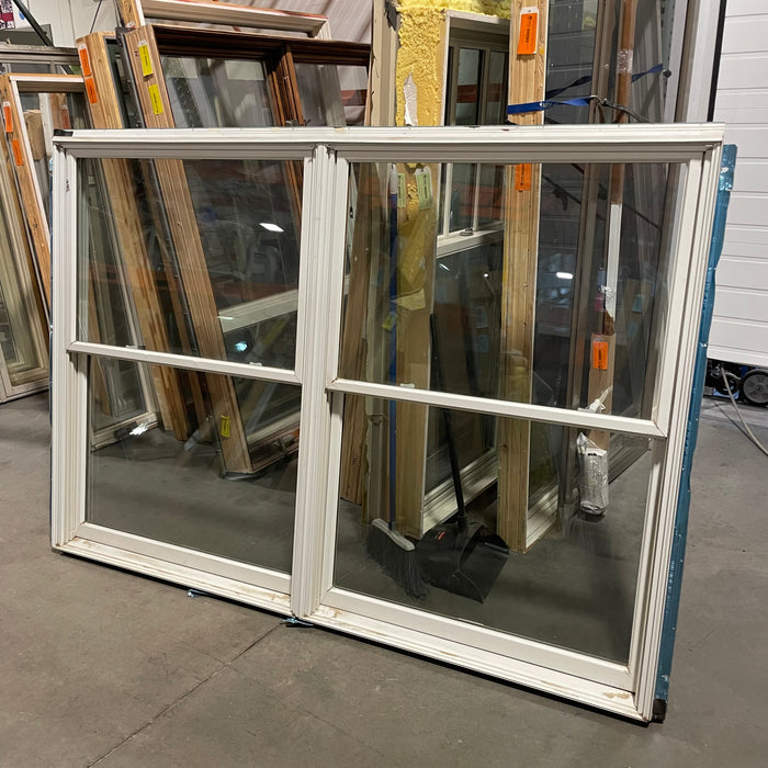 82.5"x 57"x 4.5" White Metal Clad Double Hung Exterior Window