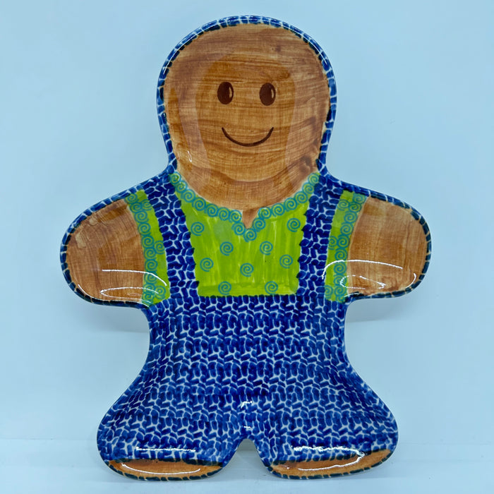 Gingerbread Platter - Green Shirt Swirl