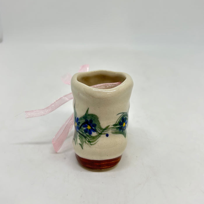 Christmas Boot Ornament -  Blue Flower - A1
