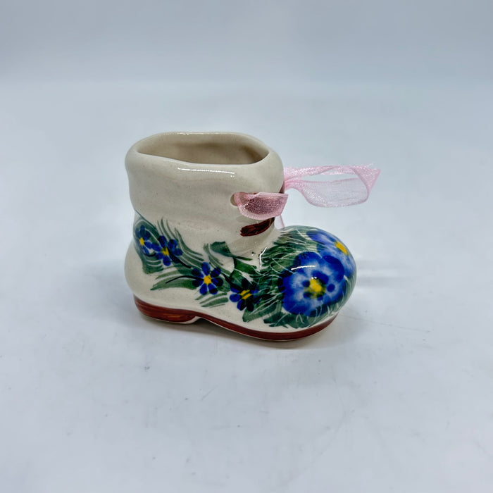 Christmas Boot Ornament -  Blue Flower - A1