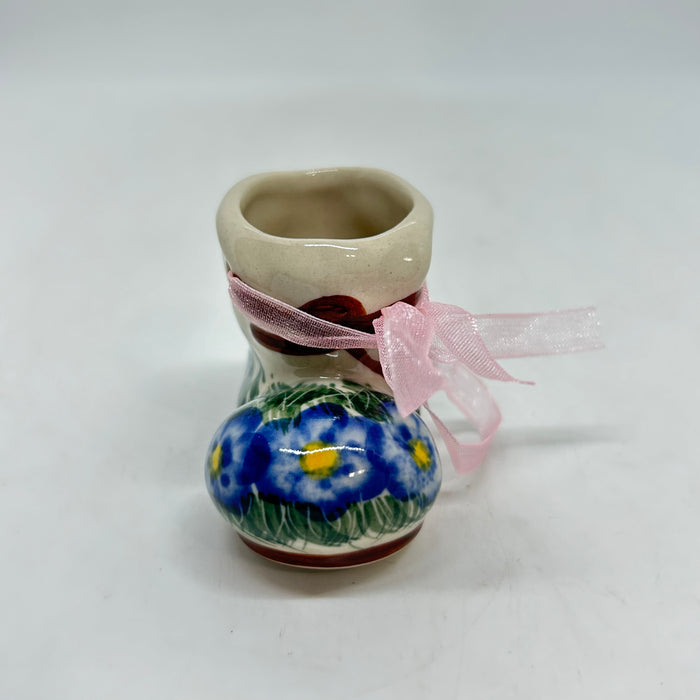 Christmas Boot Ornament -  Blue Flower - A1