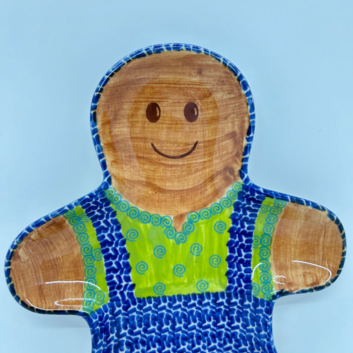 Gingerbread Platter - Green Shirt Swirl