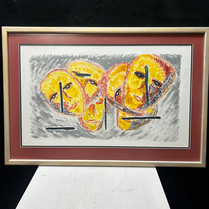A. Coleman 1993 Water color "The Masks" 34.5"x 23.5"