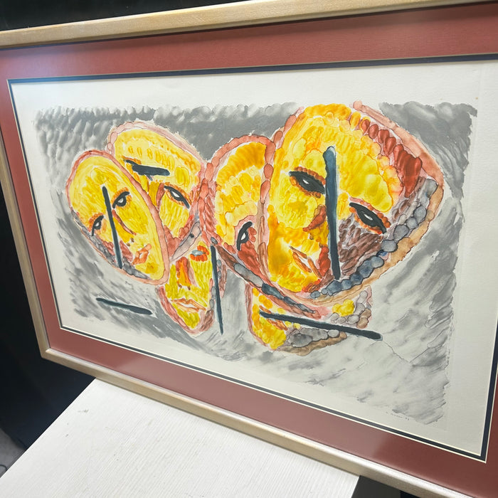 A. Coleman 1993 Water color "The Masks" 34.5"x 23.5"