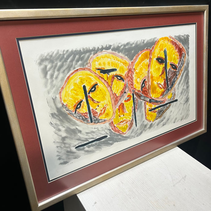 A. Coleman 1993 Water color "The Masks" 34.5"x 23.5"
