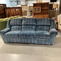Action Industries Teal Blue with Light Red Grid Woven Double Recliner Sofa 96"x 38"x 37"