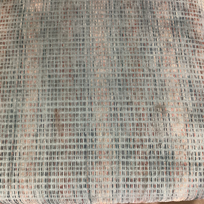 Action Industries Teal Blue with Light Red Grid Woven Double Recliner Sofa 96"x 38"x 37"