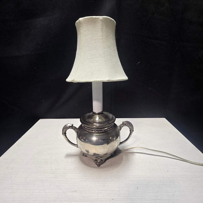 Adorable Mini Metal Repurposed Sugar Dish Table Lamp 7"x5"x12"