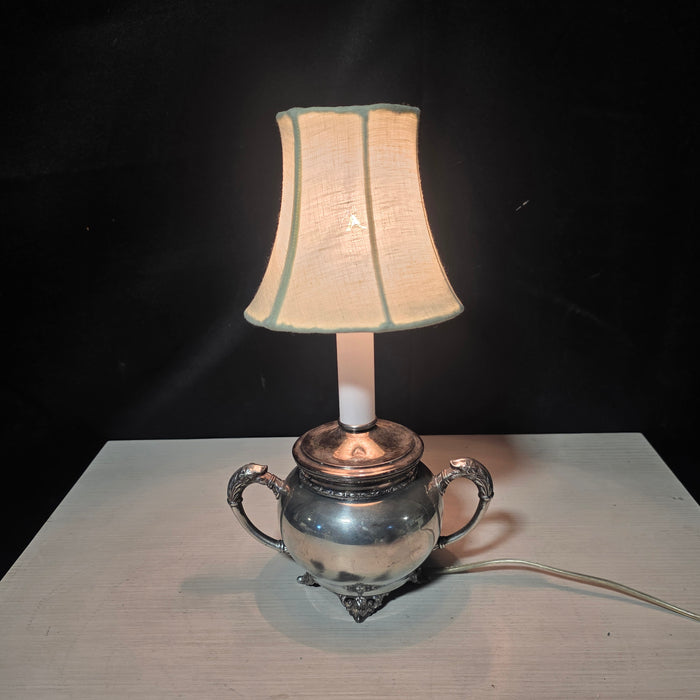Adorable Mini Metal Repurposed Sugar Dish Table Lamp 7"x5"x12"