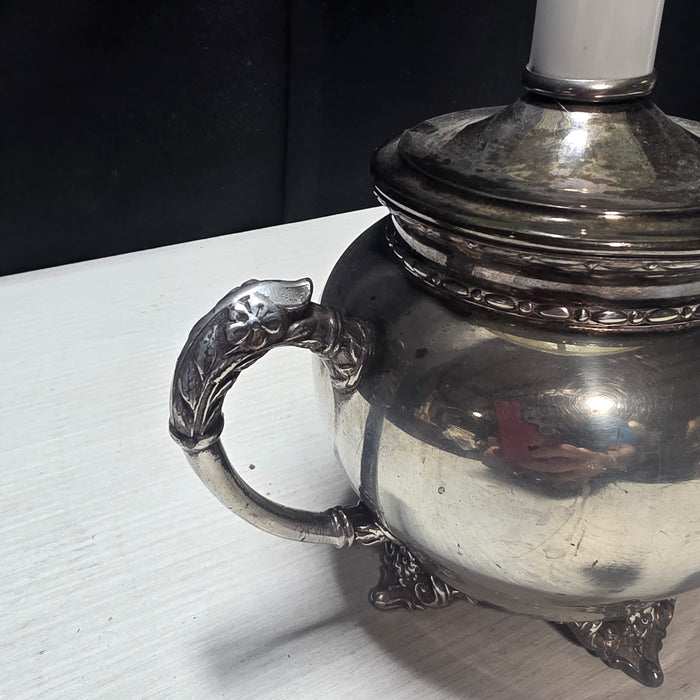 Adorable Mini Metal Repurposed Sugar Dish Table Lamp 7"x5"x12"