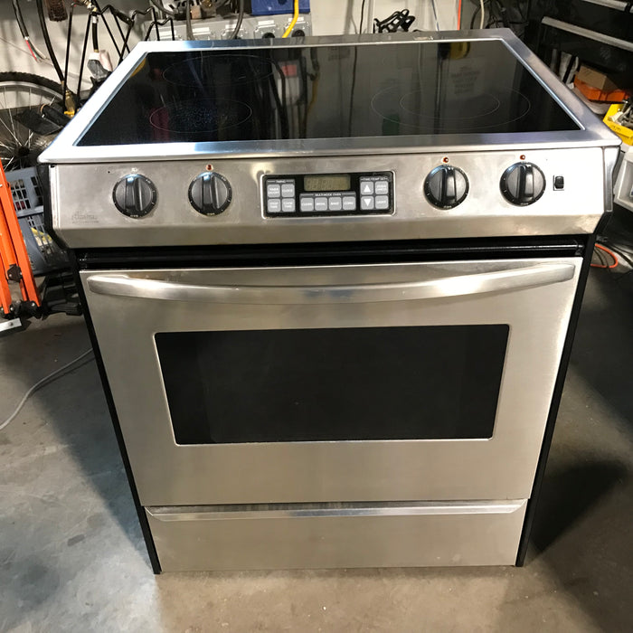 Amana Stainless Steel 4-Burner, Glass-Top Electric Range 31"x 38"x 36"