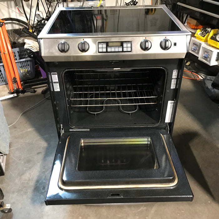 Amana Stainless Steel 4-Burner, Glass-Top Electric Range 31"x 38"x 36"