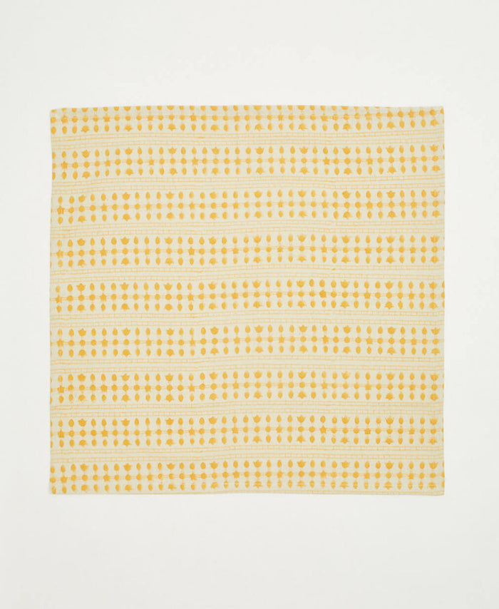 Anchal Graphic Block Print Cotton Napkins - Set of 2 | Mustard NGSGB