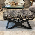 Animal Print with Black Wood X Base Bench 40"x 20"x 21"