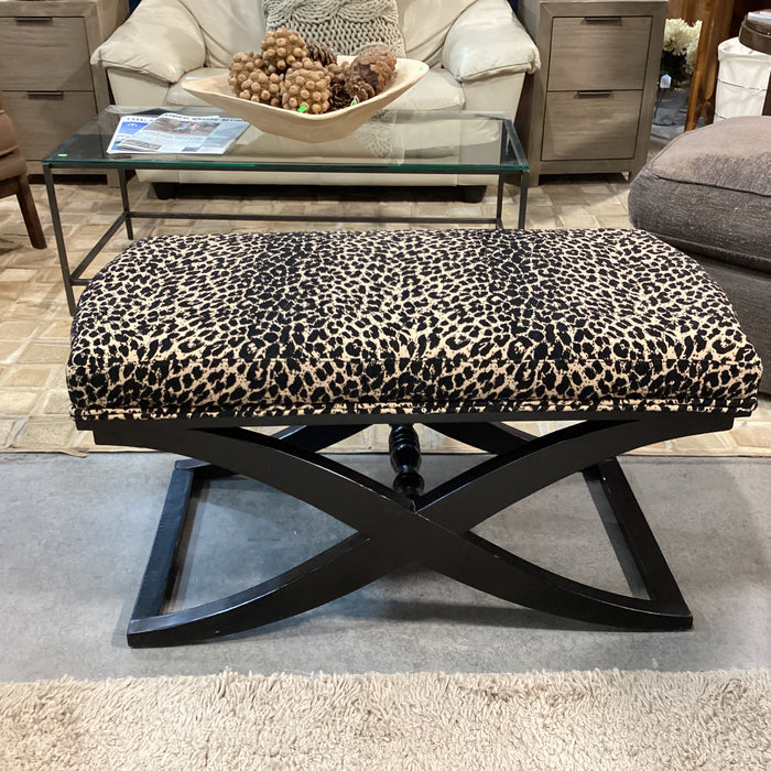 Animal Print with Black Wood X Base Bench 40"x 20"x 21"
