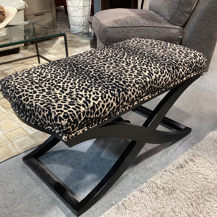 Animal Print with Black Wood X Base Bench 40"x 20"x 21"
