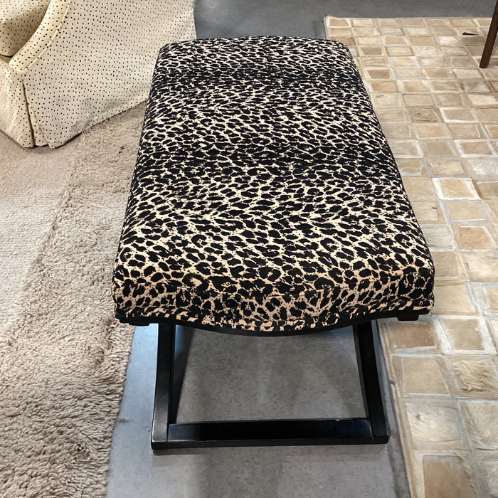 Animal Print with Black Wood X Base Bench 40"x 20"x 21"