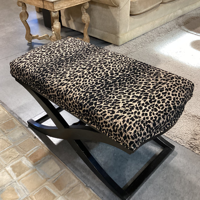 Animal Print with Black Wood X Base Bench 40"x 20"x 21"
