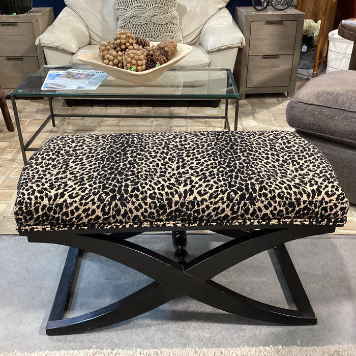 Animal Print with Black Wood X Base Bench 40"x 20"x 21"
