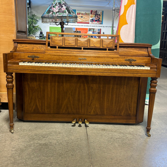 Antique Baldwin Upright Console Piano, Oak Finish 58"X 25"X 39"
