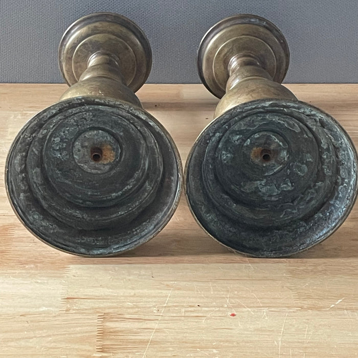 Antique Brass Baluster Candlesticks, 5.5"x 12.75"