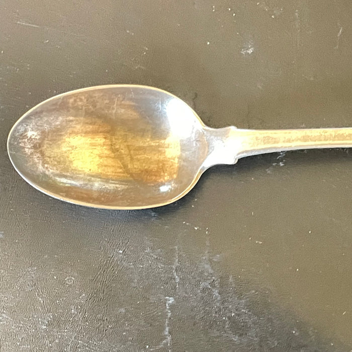 Antique Coin Silver Fiddleback Serving Spoon, 8.25"