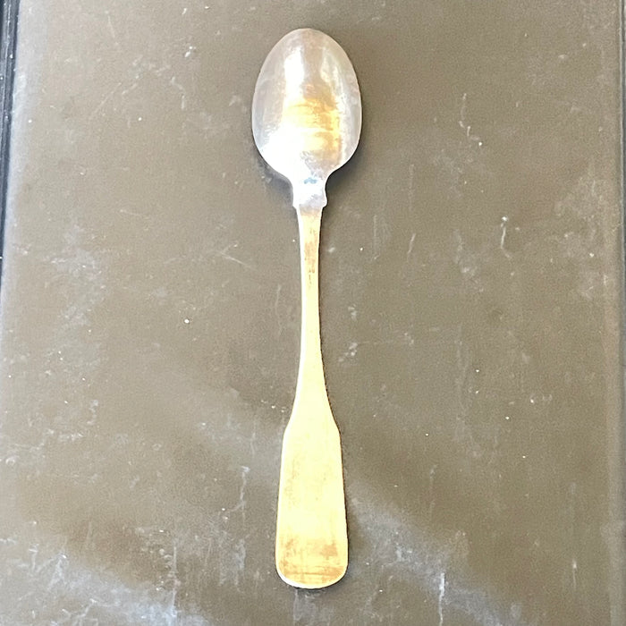 Antique Coin Silver Fiddleback Serving Spoon, 8.25"