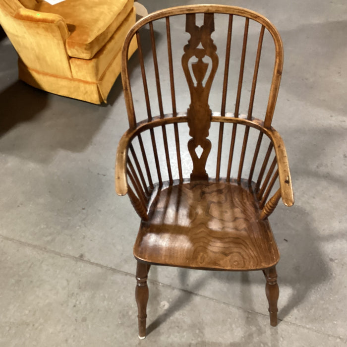 Antique English Elmwood High Back 1800 Windsor Arm Chair 21"x 21"x 41"