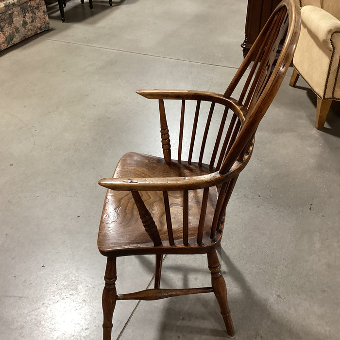 Antique English Elmwood High Back 1800 Windsor Arm Chair 21"x 21"x 41"