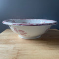 Antique F Winkle & Co Colonial Pottery Red Wine Floral TransferWare Ironstone "Togo" Wash Basin/Bowl,16"x 5"