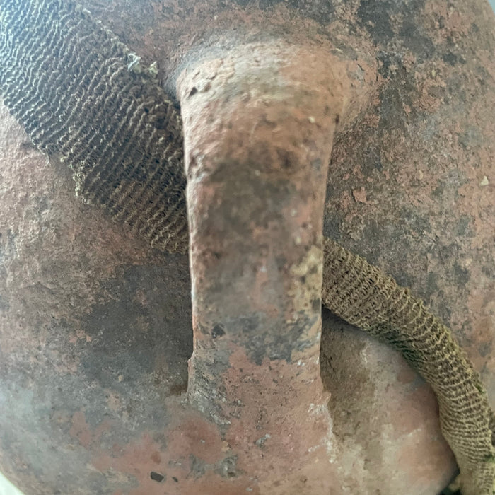 Antique Hand Thrown Primitive Turkish Terra Cotta Oil/Grain Amphora/Vessel, 8"x 10"