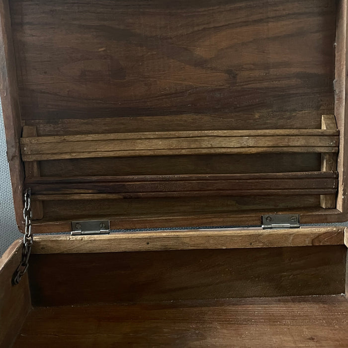 Antique Handcraftedb Wood with Iron Bands/Hardware Captains Desk/Document Box
