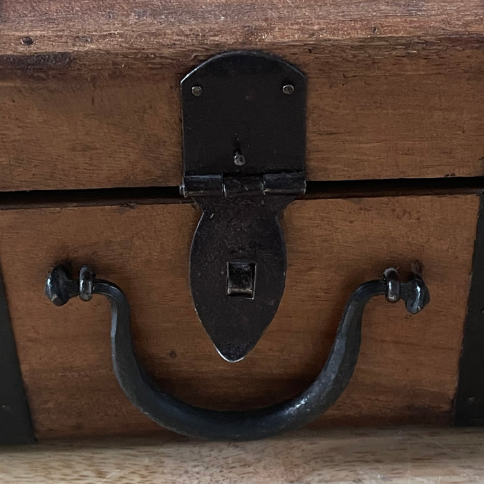 Antique Handcraftedb Wood with Iron Bands/Hardware Captains Desk/Document Box