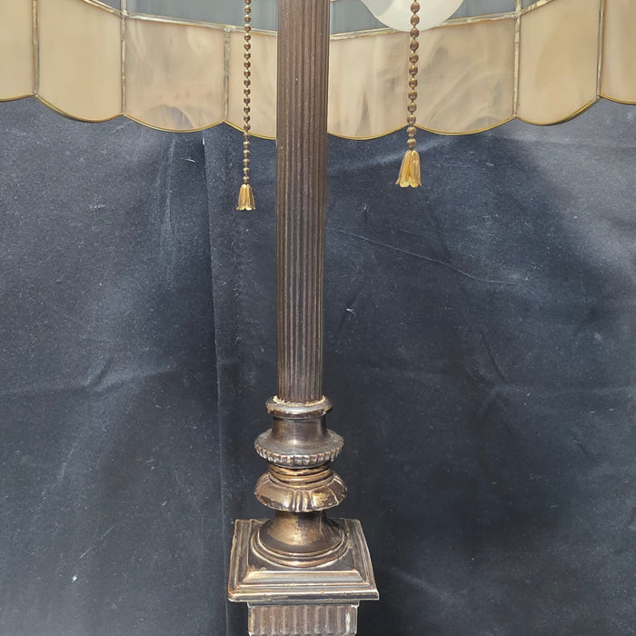 Antique Tiffany Style Square Base Table Lamp 10"x10"x28"