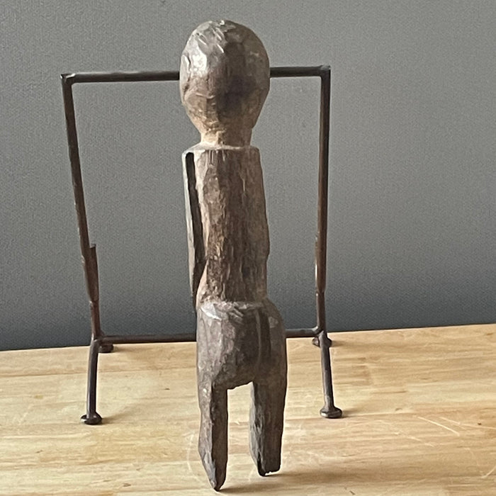 Antique West African Primitive Hand Carved Wood Lobi Bateba Phuwe Shrine Protection Figurine, 3.25"x 14"