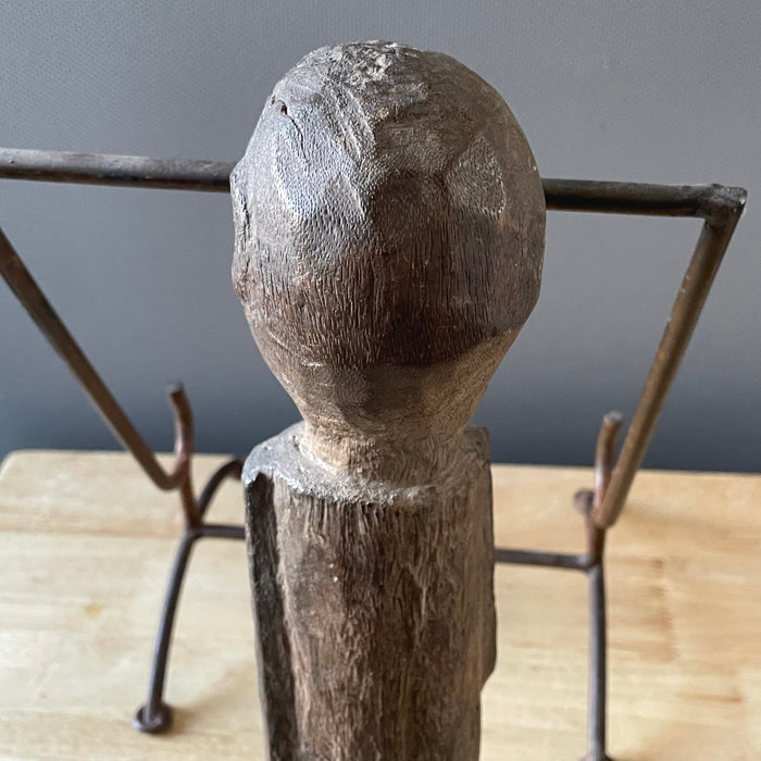 Antique West African Primitive Hand Carved Wood Lobi Bateba Phuwe Shrine Protection Figurine, 3.25"x 14"