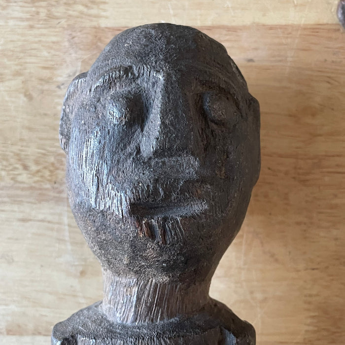 Antique West African Primitive Hand Carved Wood Lobi Bateba Phuwe Shrine Protection Figurine, 3.25"x 14"