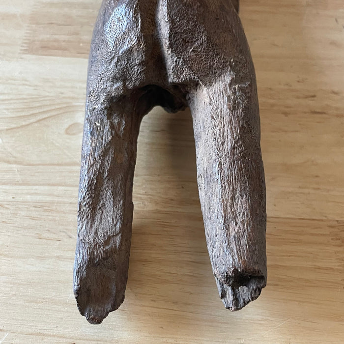 Antique West African Primitive Hand Carved Wood Lobi Bateba Phuwe Shrine Protection Figurine, 3.25"x 14"